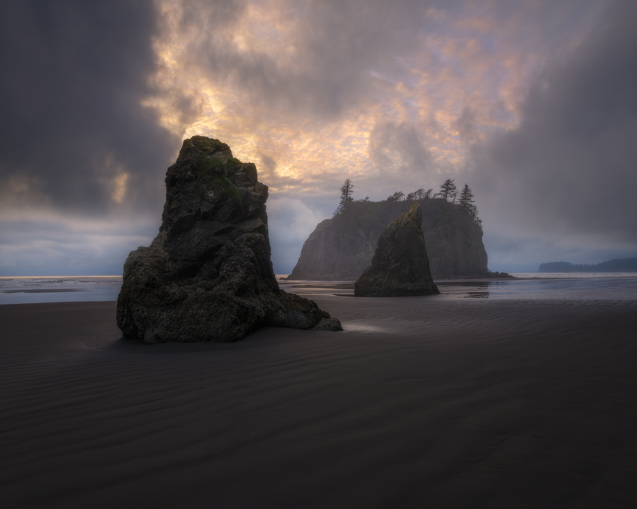 Seascape, water, ocean, sea, mood, drama,  sunset, waves, washington, olympic national park
