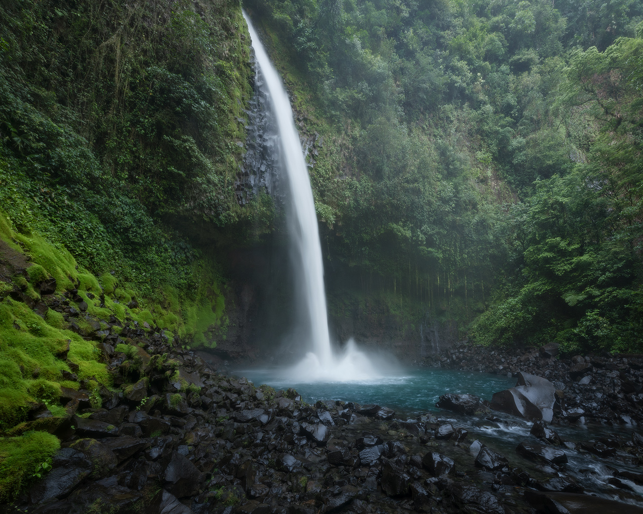 river, waterfall, landscape, travel, international, green, Costa Rica, jungle, rain forest, summer
