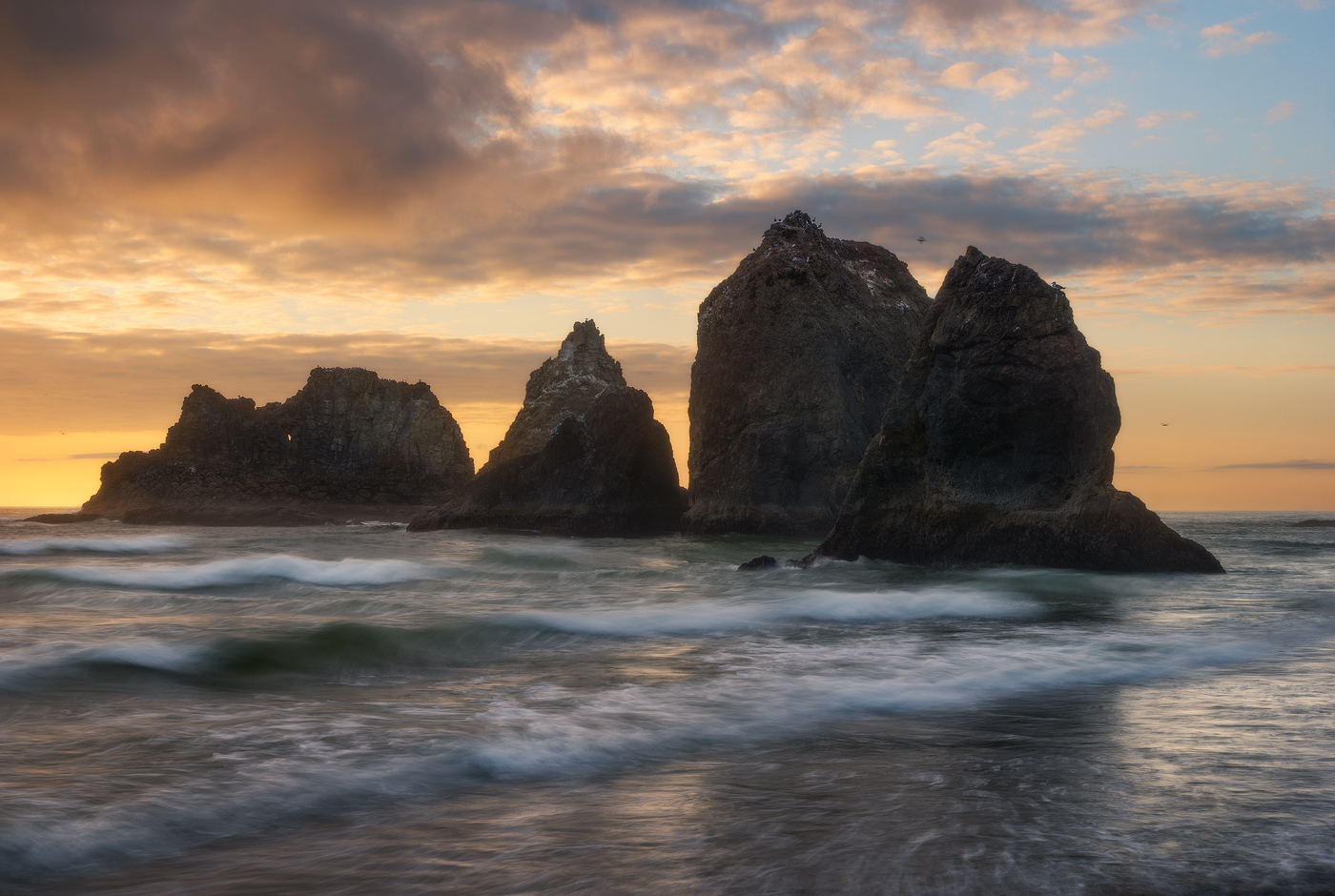 Seascape, water, ocean, sea, mood, drama, sunset, waves, oregon